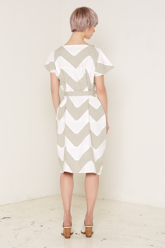 Venus Dress (White and Beige) - Image 3