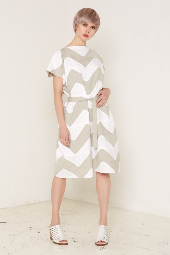 Venus Dress (White and Beige) - Image 2