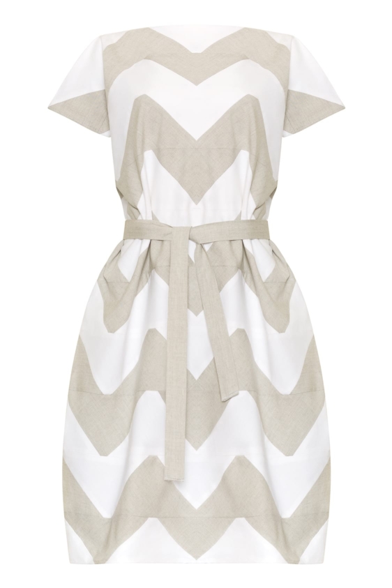 Venus Dress (White and Beige) - Image 4