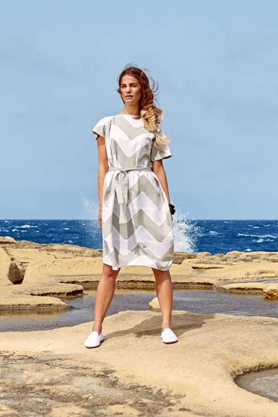 Venus Dress (White and Beige) - Image 5