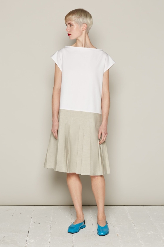 Brigit Dress (White & Beige) - Image 2