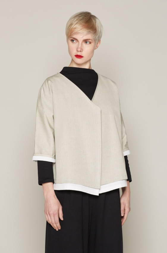 Liza Jacket (Beige & White)