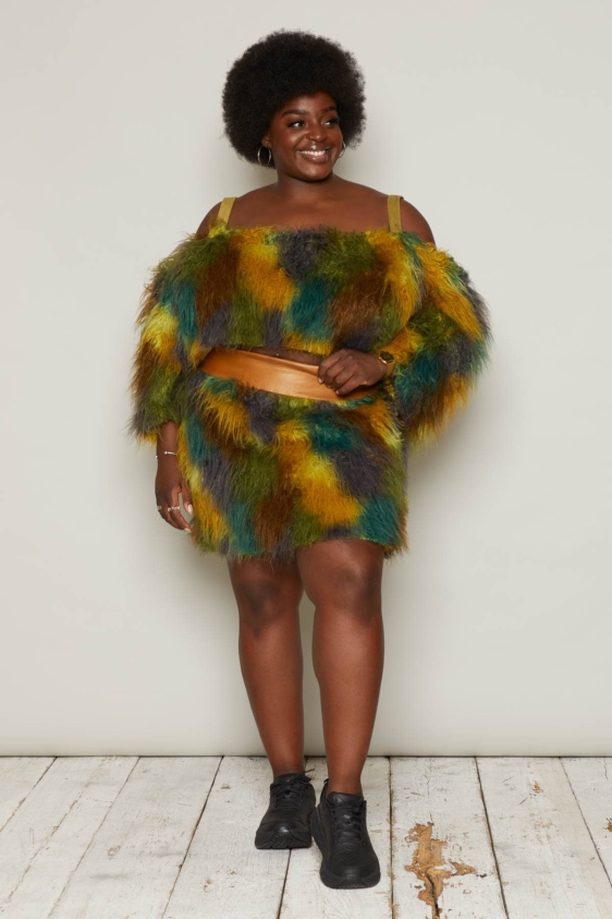 Camo Faux Fur Vegan Skirt