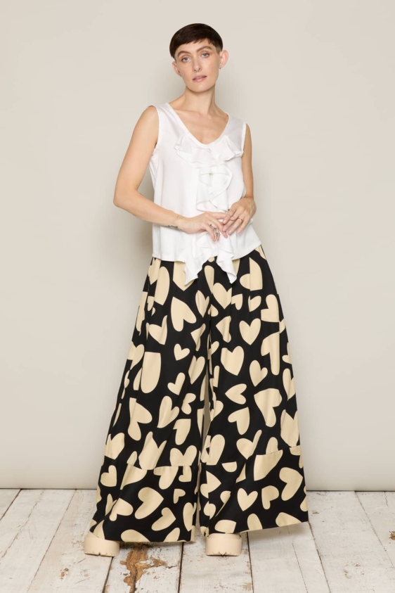 Ruffle Front Monika Bamboo Silk Blouse in White - Image 2