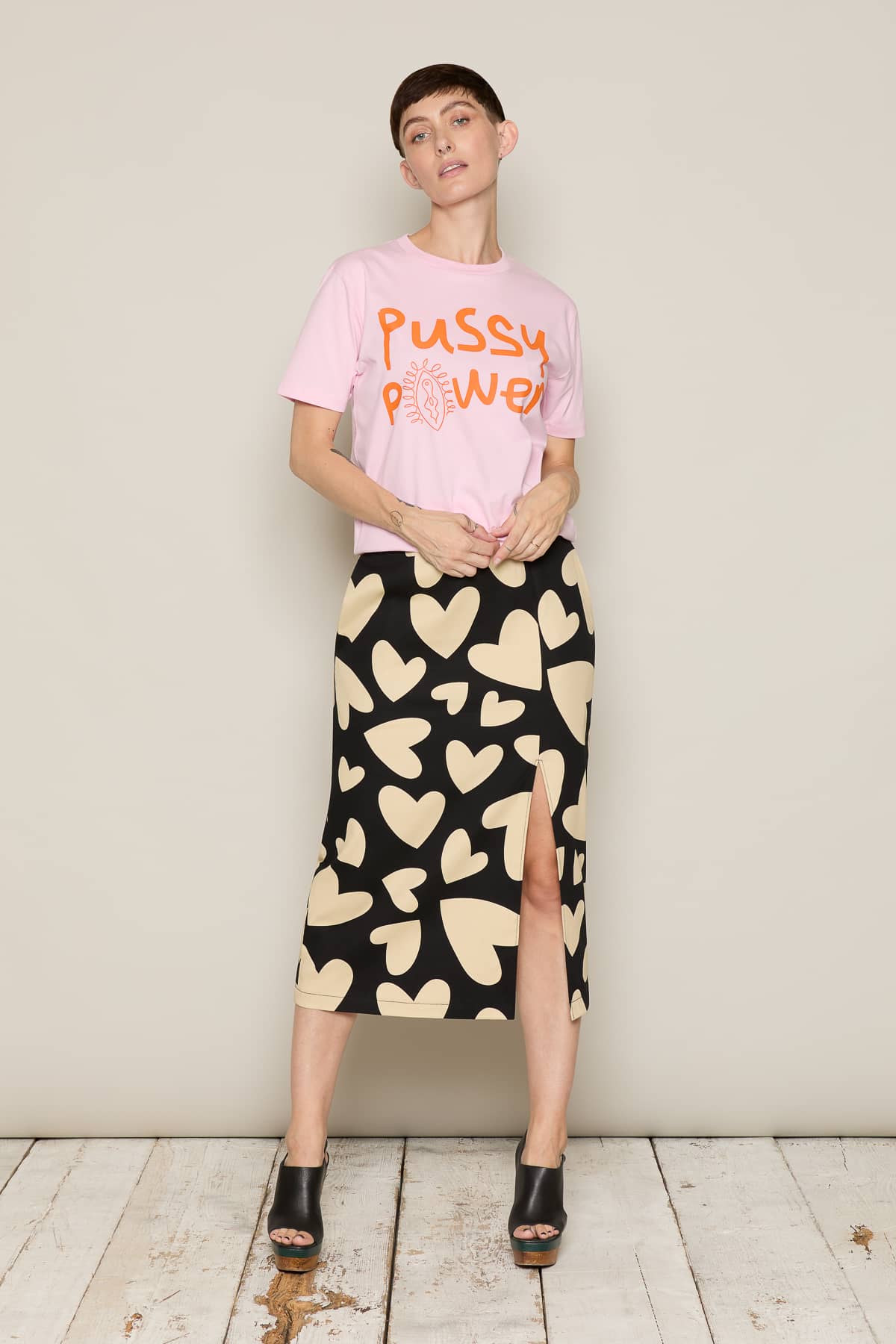Irena Heart Print Denim Skirt - Image 3